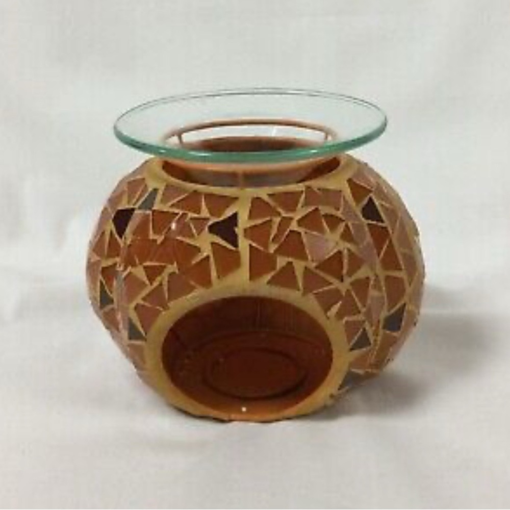 Mosaic Glass Candle Holder - Brown